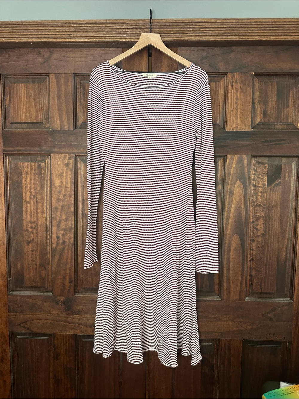 Madewell Striped Long-Sleeve Swing Dress - Pink & White